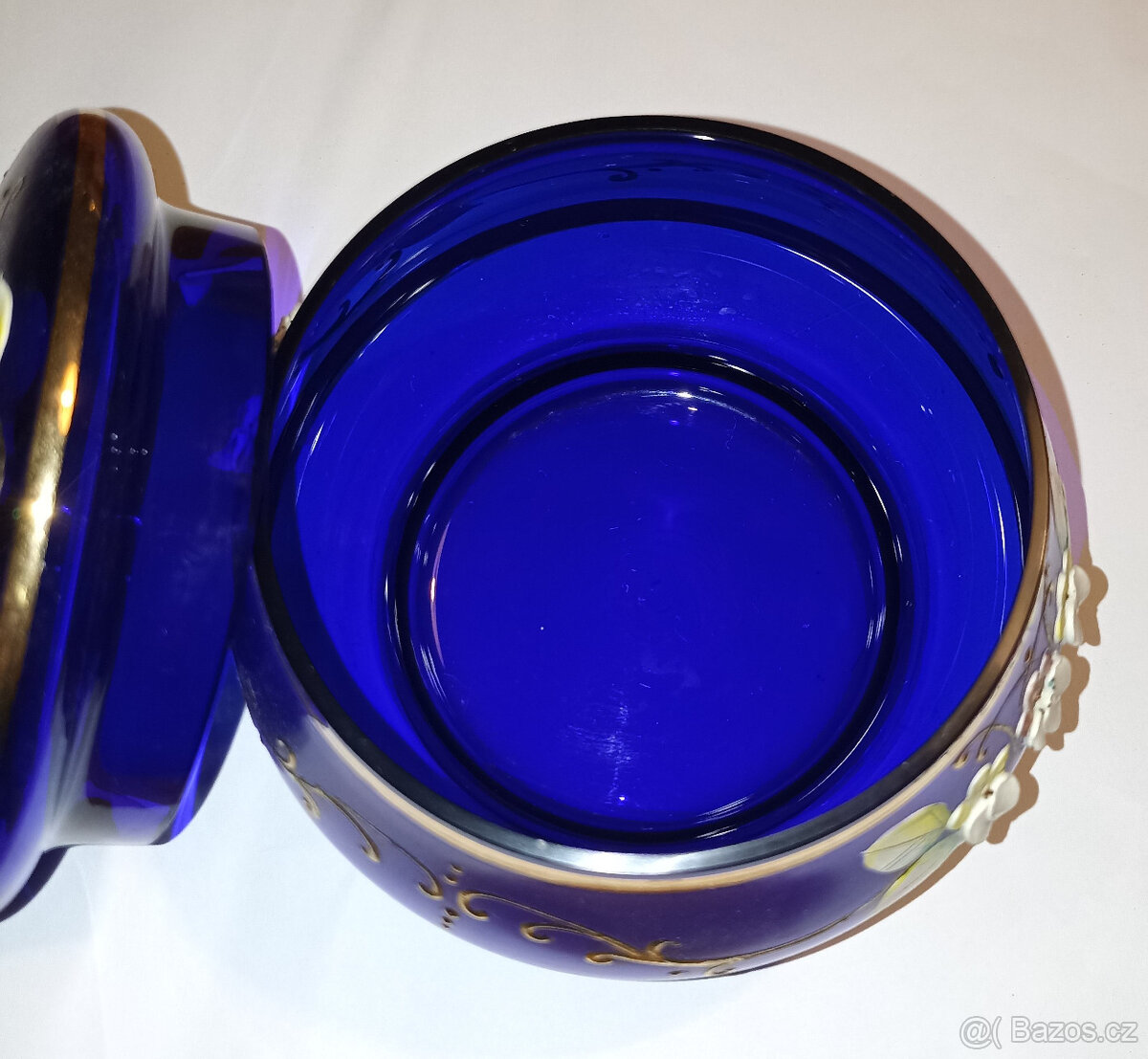 Skleněná dóza, kobaltové sklo - 2