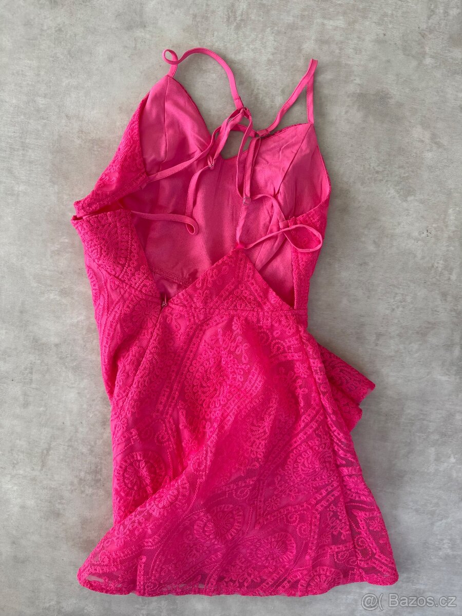 Svitive ruzove saty M - 2