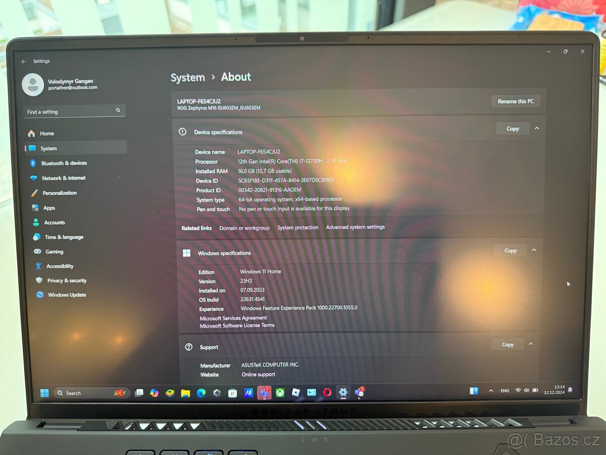 ASUS ROG Zephyrus M16 GU603ZM | i7-12700H - 2
