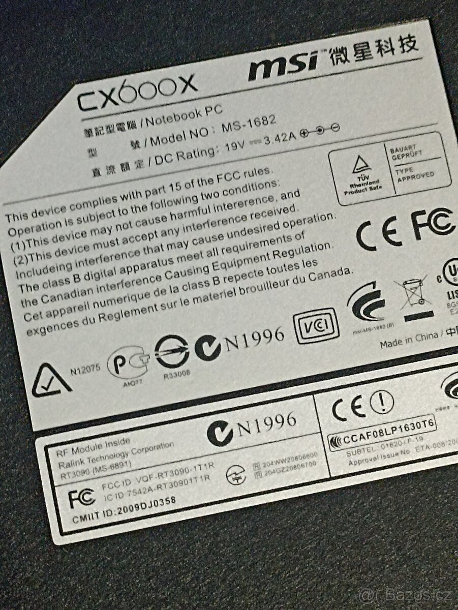 Notebook MSI na náhradní díly - 2