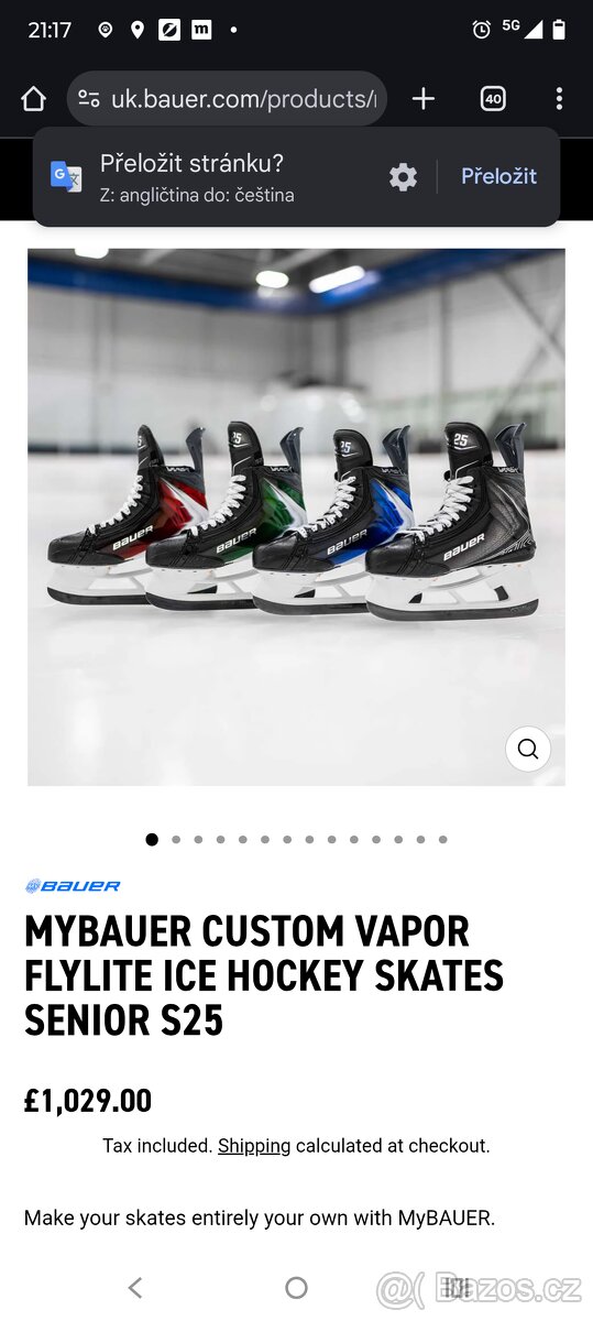 Brusle Bauer Vapor Flylite vel 6 S25 Custom Red - 2