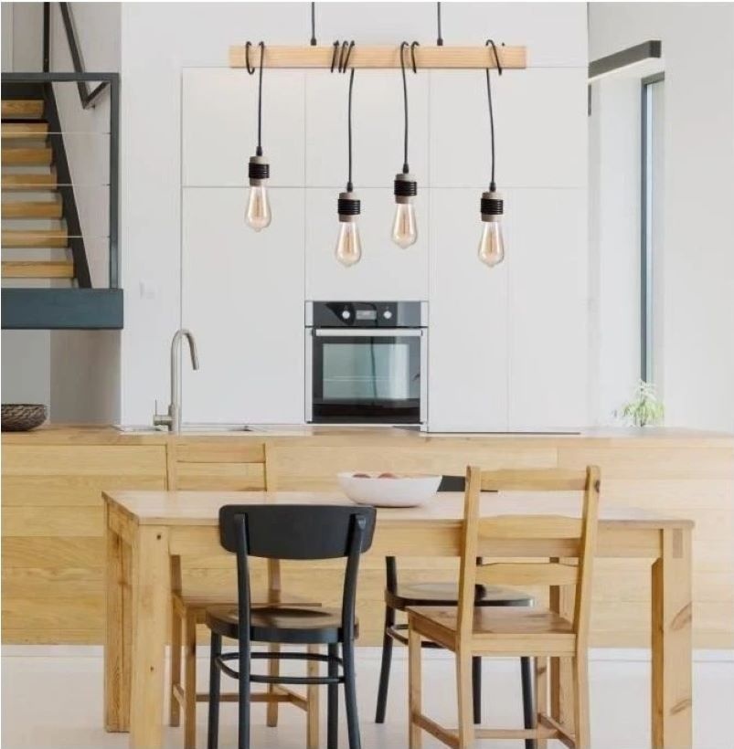 Závěsná stropní lampa Detroit - černá/přírodní - 2