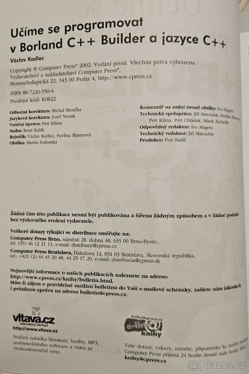 Kniha Učíme se programovat v Borland C++ Builder a jazyce C+ - 2