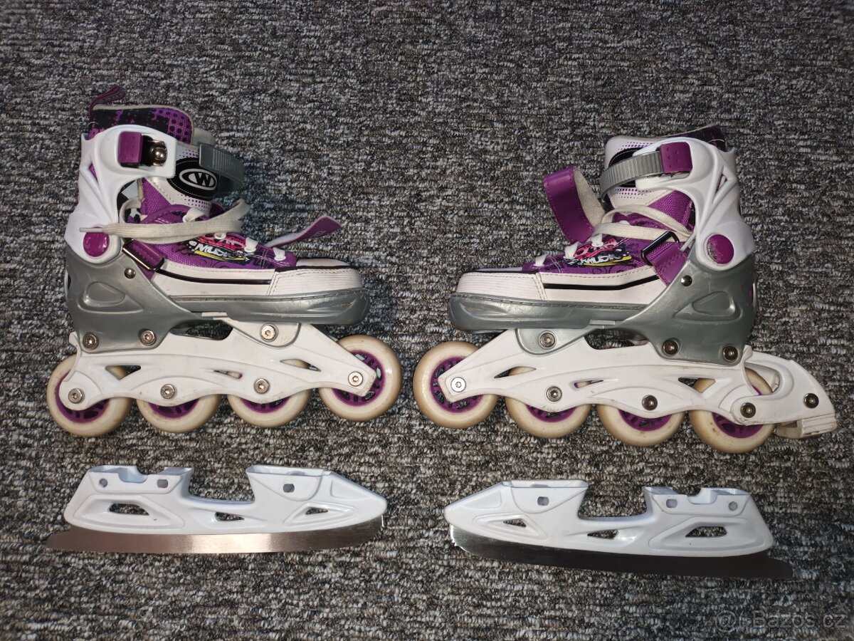 Dívčí brusle 2 v 1 Worker vel. 33-36 - 2