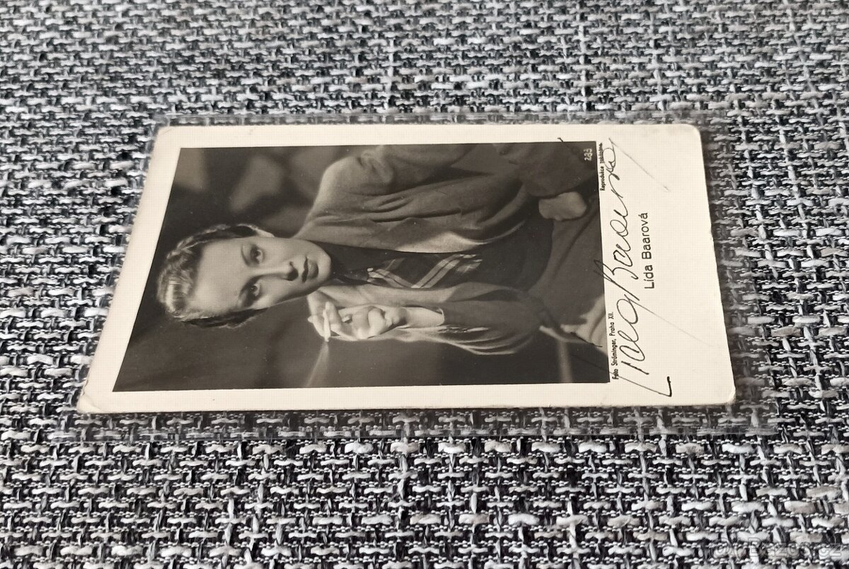 Lída Baarová autogram atelier Ströminger z roku 1938 - 2