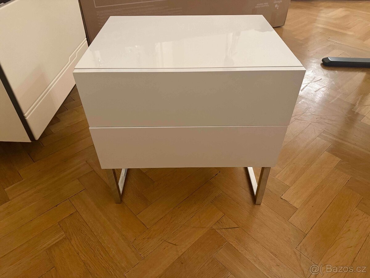 Noční stolek bílý lesk - 2