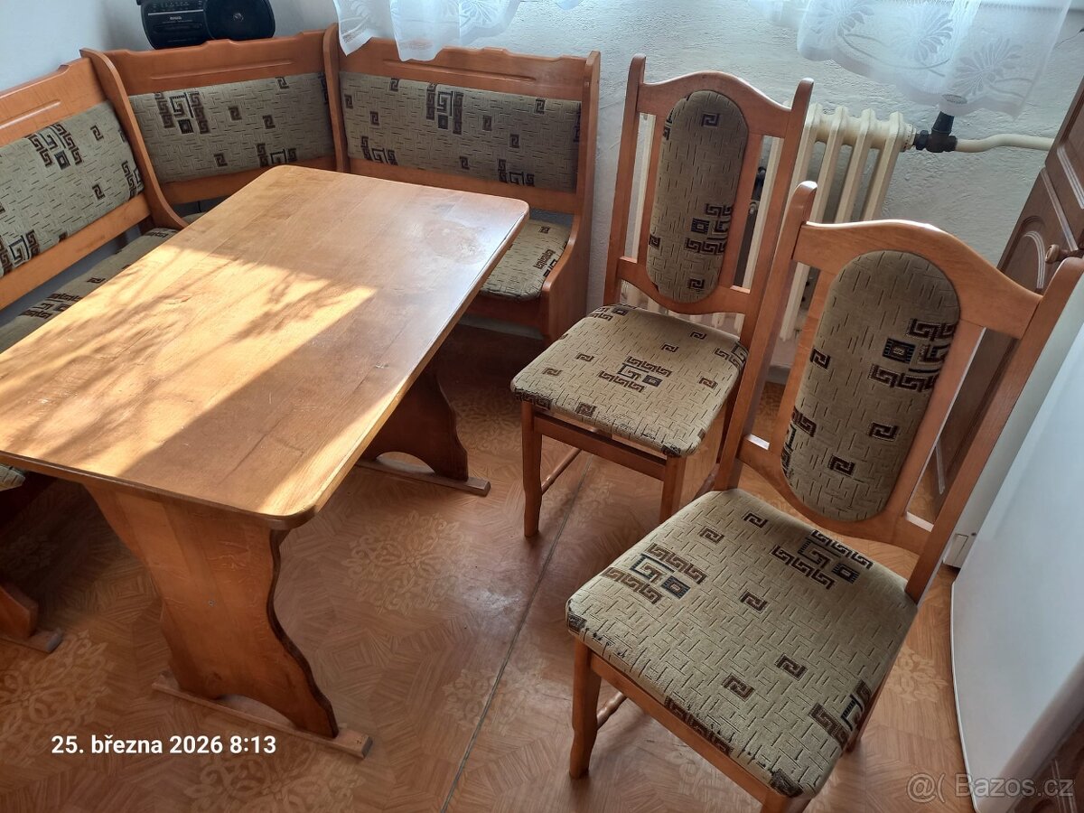 Rohový jídelní set - dub - 2
