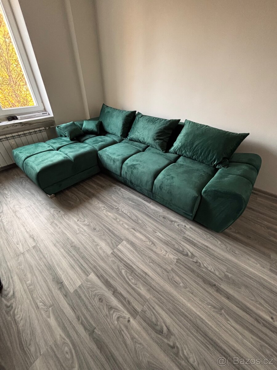 Rohová sedačka CERDAGNE, zelená látka MO37 - 2