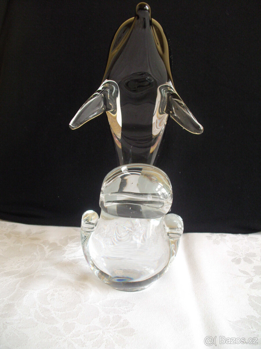 Delfín na vlně - České hutní sklo - 2