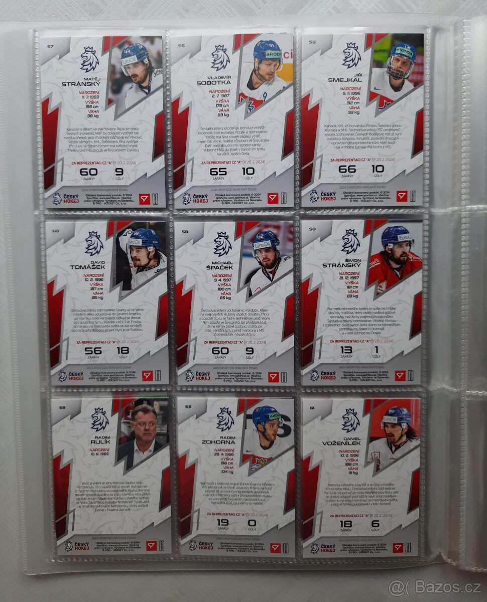 Kompletní základní sada 63 karet Hokejové Česko 2024 - 2