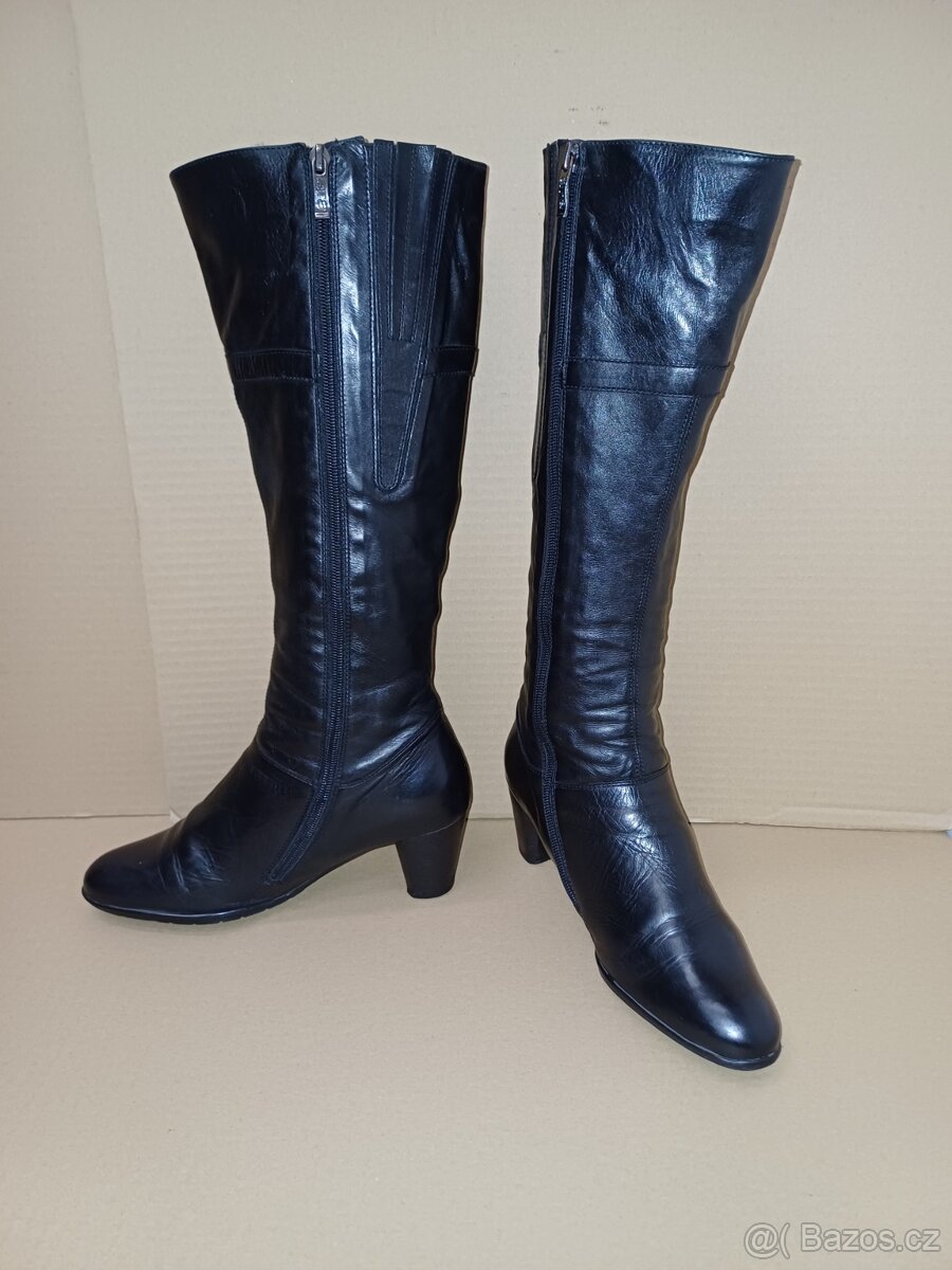 Černé kožené kozačky vel.38,5 - 2