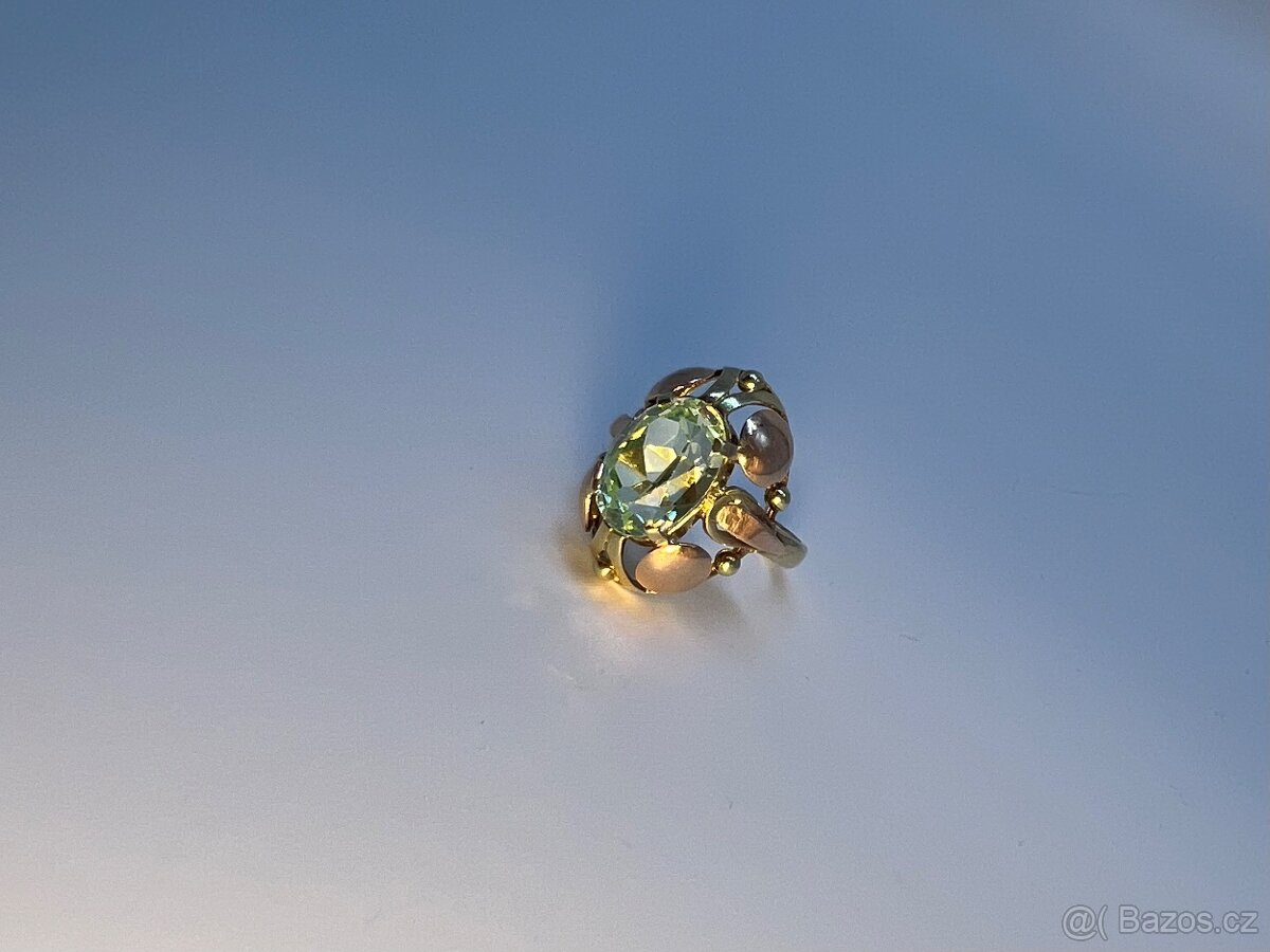 Krásný zlatý prsten - peridot - 2