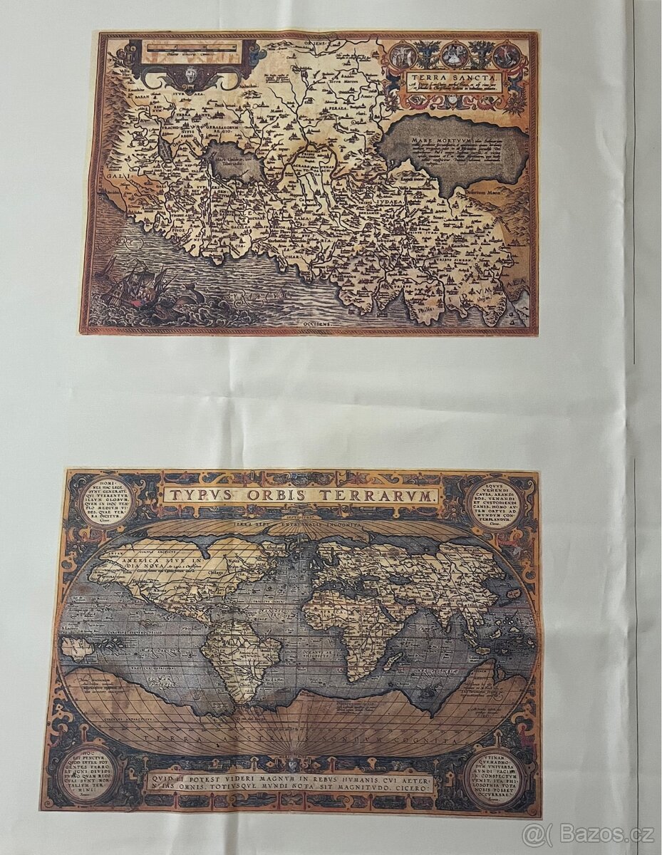 Bavlněný panel Staré mapy - 2