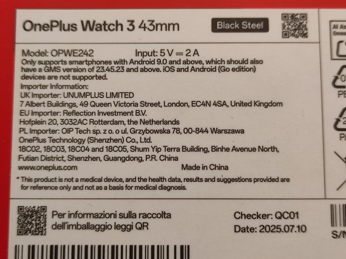 OnePlus Watch 3 43mm Black Steel Model:OPWE242 - 2