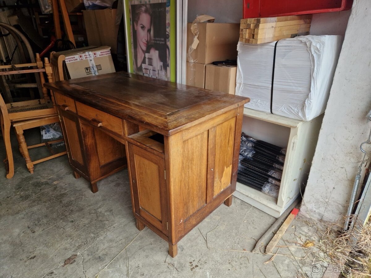 Starožitný starý psací kancelářský stůl antik - 2