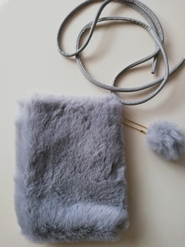 Plyšová kabelka šedá - 2