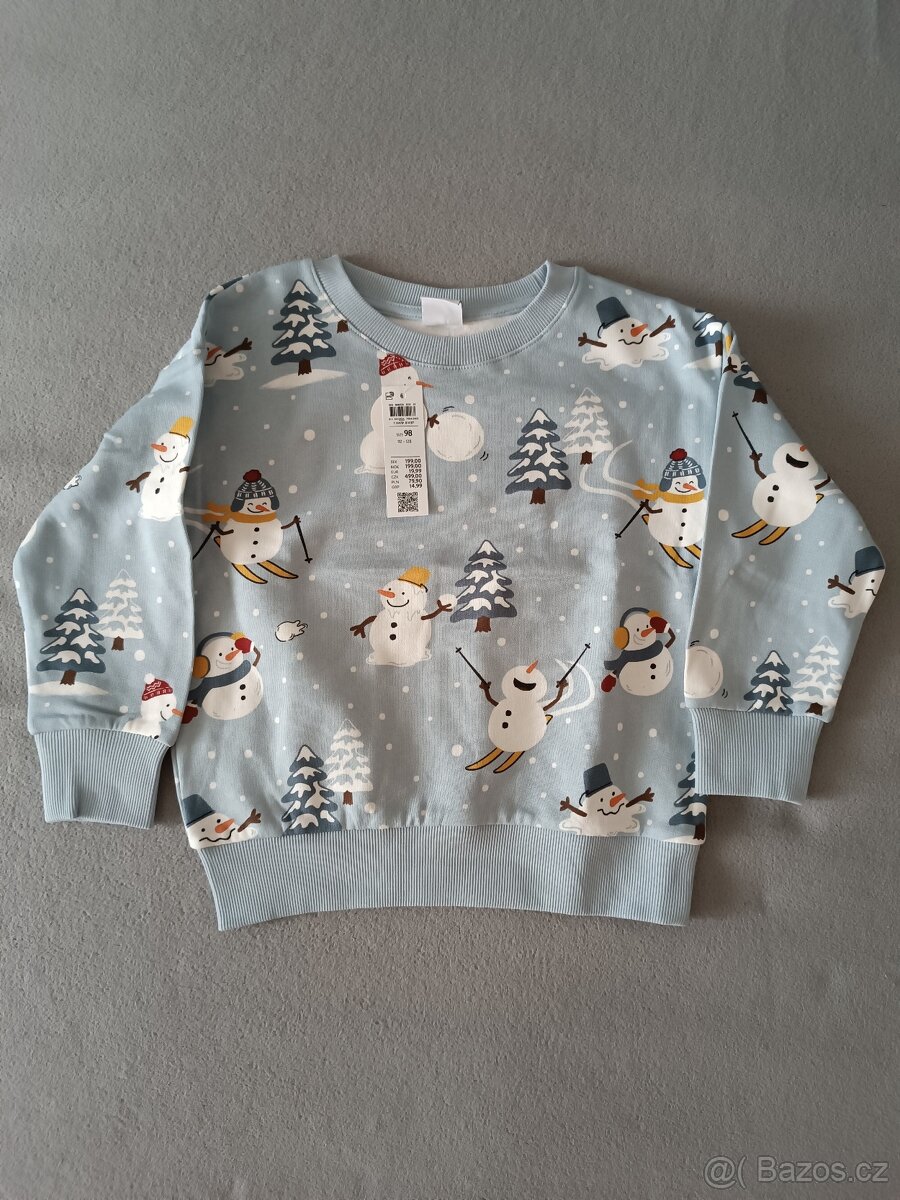 Vánoční mikiny Lindex, vel 98, sněhuláci - 2
