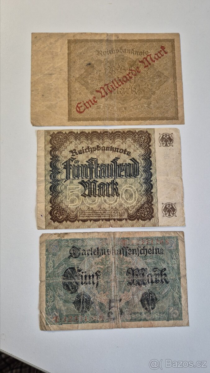 Staré německé bankovky 3x - 2