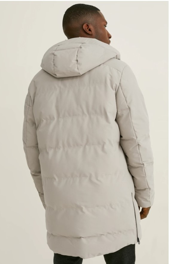 Delší teplá pánská prošívaná bunda s kapucí C&A, vel. XL - 2