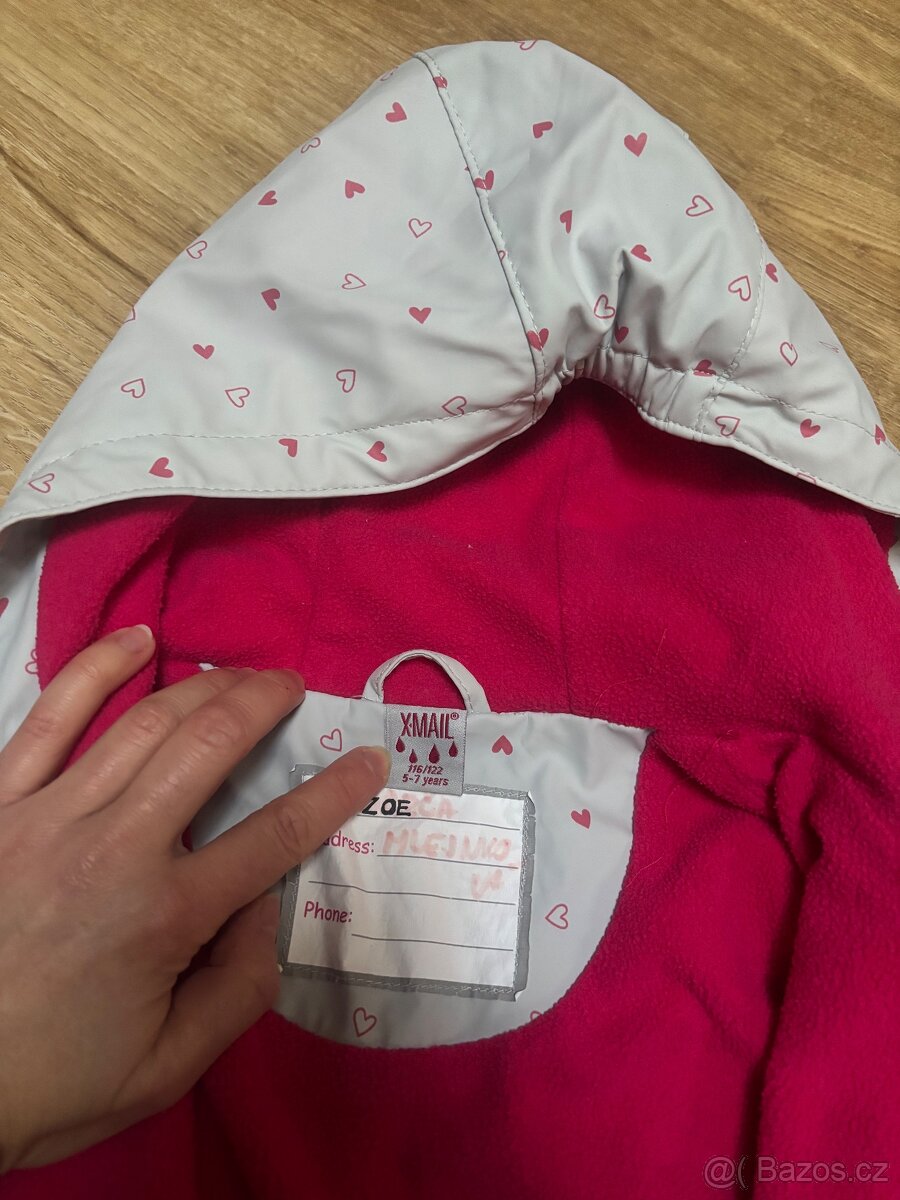Holčičí nepromokavá zateplená bunda, vel. 116/122 cm - 2