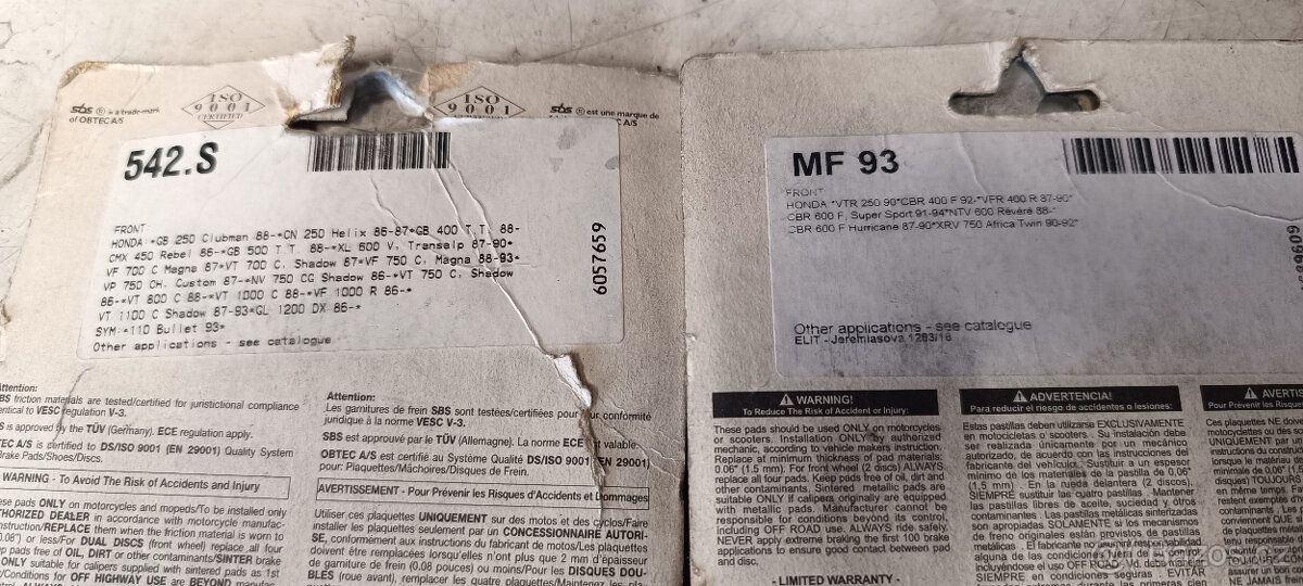 Brzdové destičky Honda - 2