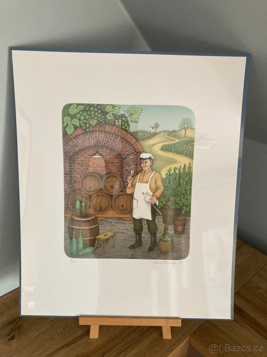 Litografie Iva Hüttnerová - Vinař - 2