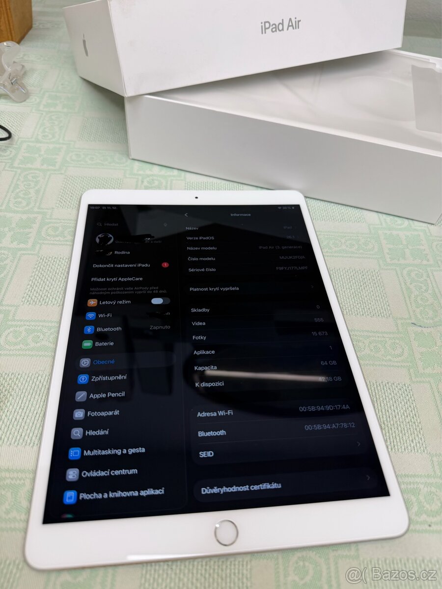 Tablet Apple iPad Air 3.generace, 64GB, stříbrný, top stav - 2