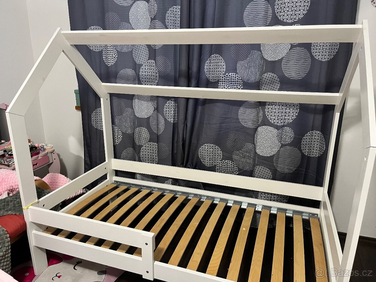 Dětská bílá postel 160x80 s matraci a šuplíkem - 2