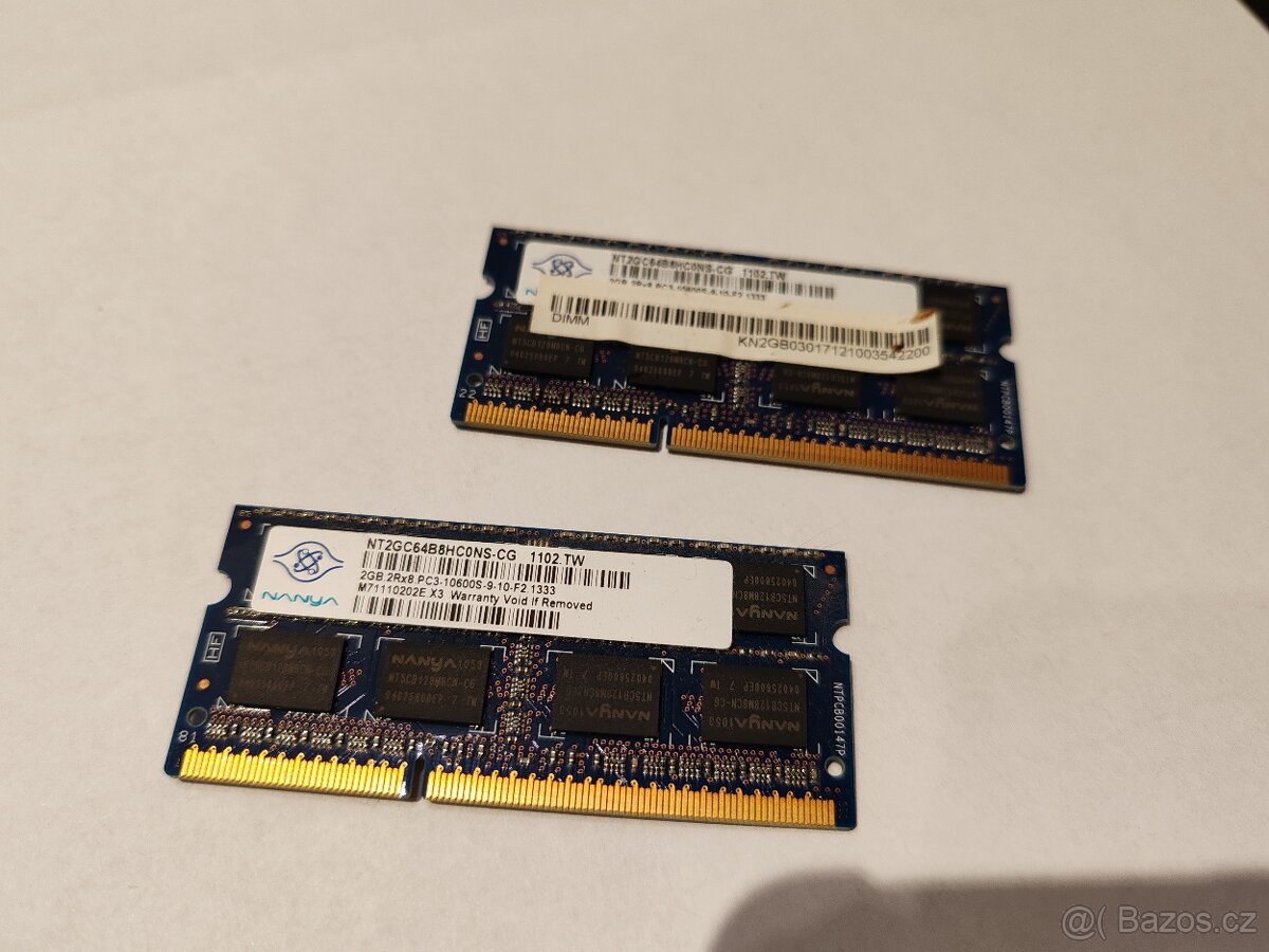 RAMKY paměti DDR3, SODIMM, Ram do notebooku 2x2GB - 2