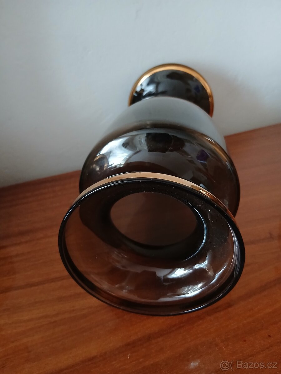 váza, kouřová, zlacená, nová - 2