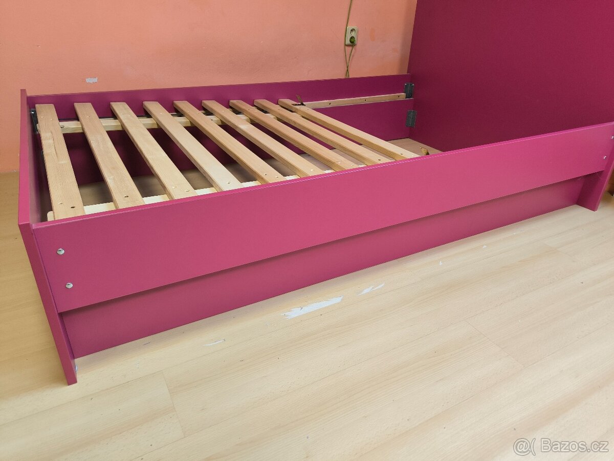 Dětský pokoj- dívčí- postel 120x200- fuchsiově růžov - 2