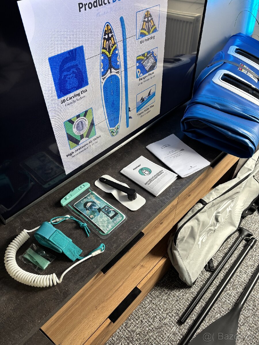 Paddleboard 335×83×15 cm, lehký a s kompletní výbavou - 2