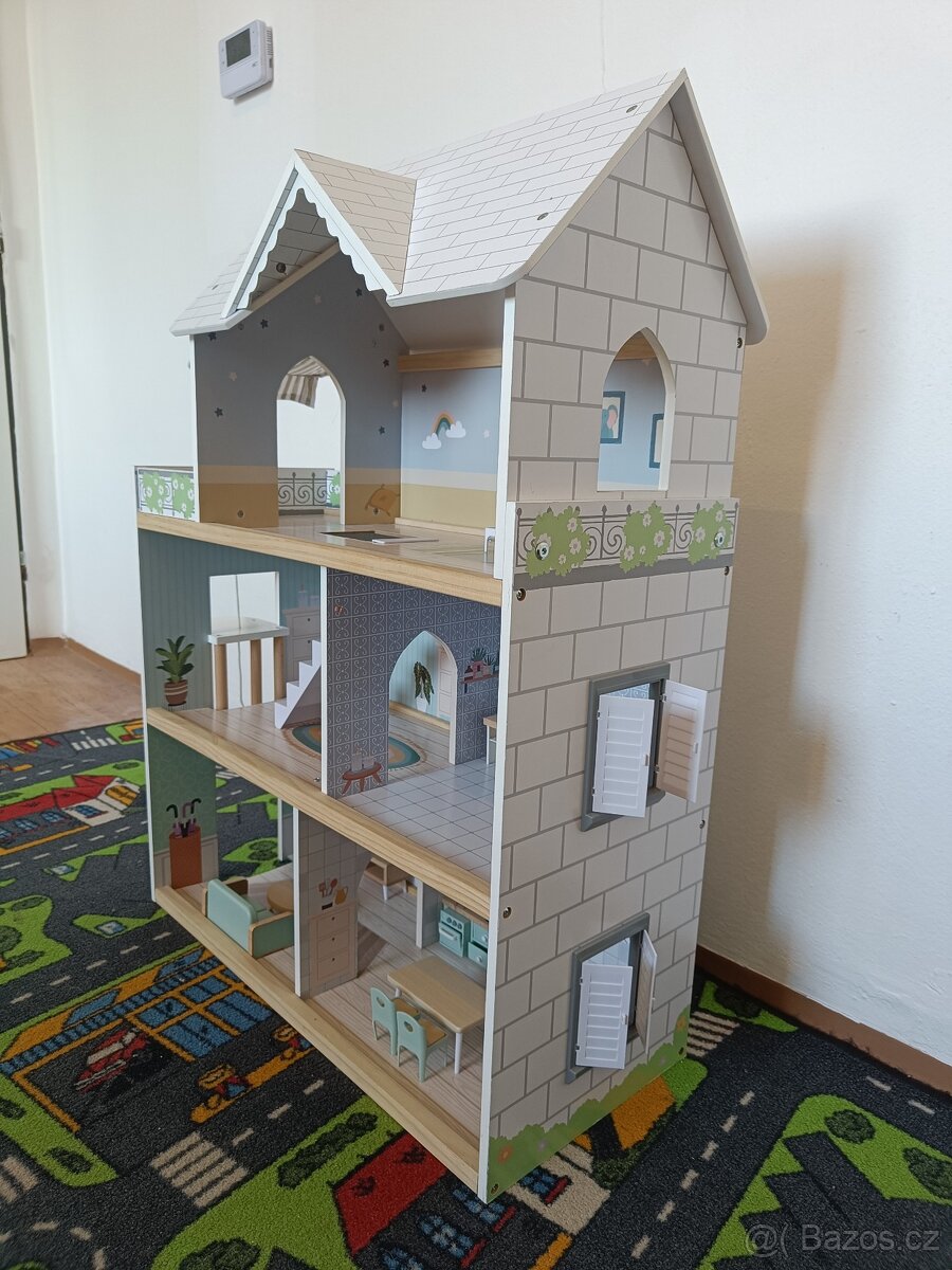 Velký dřevěný domeček pro panenky s výtahem - Adam Toys - 2