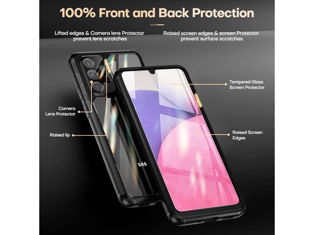 Kryt na Samsung A33 černý+tvrzené skla 2ks+skla na foťák 2ks - 2