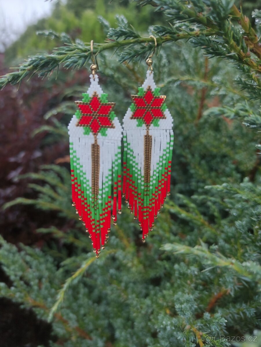 Třásňové náušnice vánoční - 2