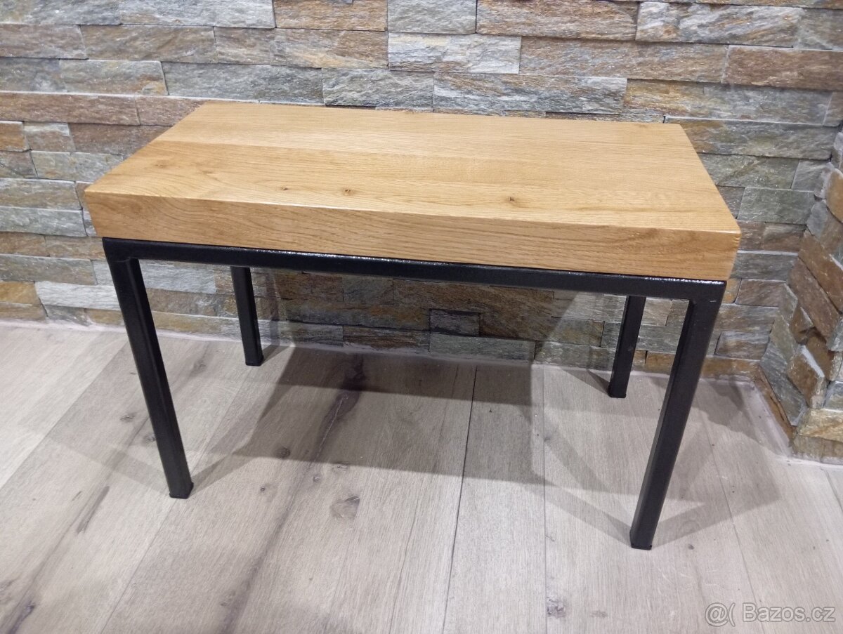 Noční/ Odkládací stolek dub/kov - 2