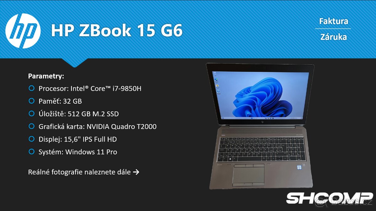 HP ZBook 15 G6 | i7-9850H | 32GB | 512GB | T2000 | Záruka - 2