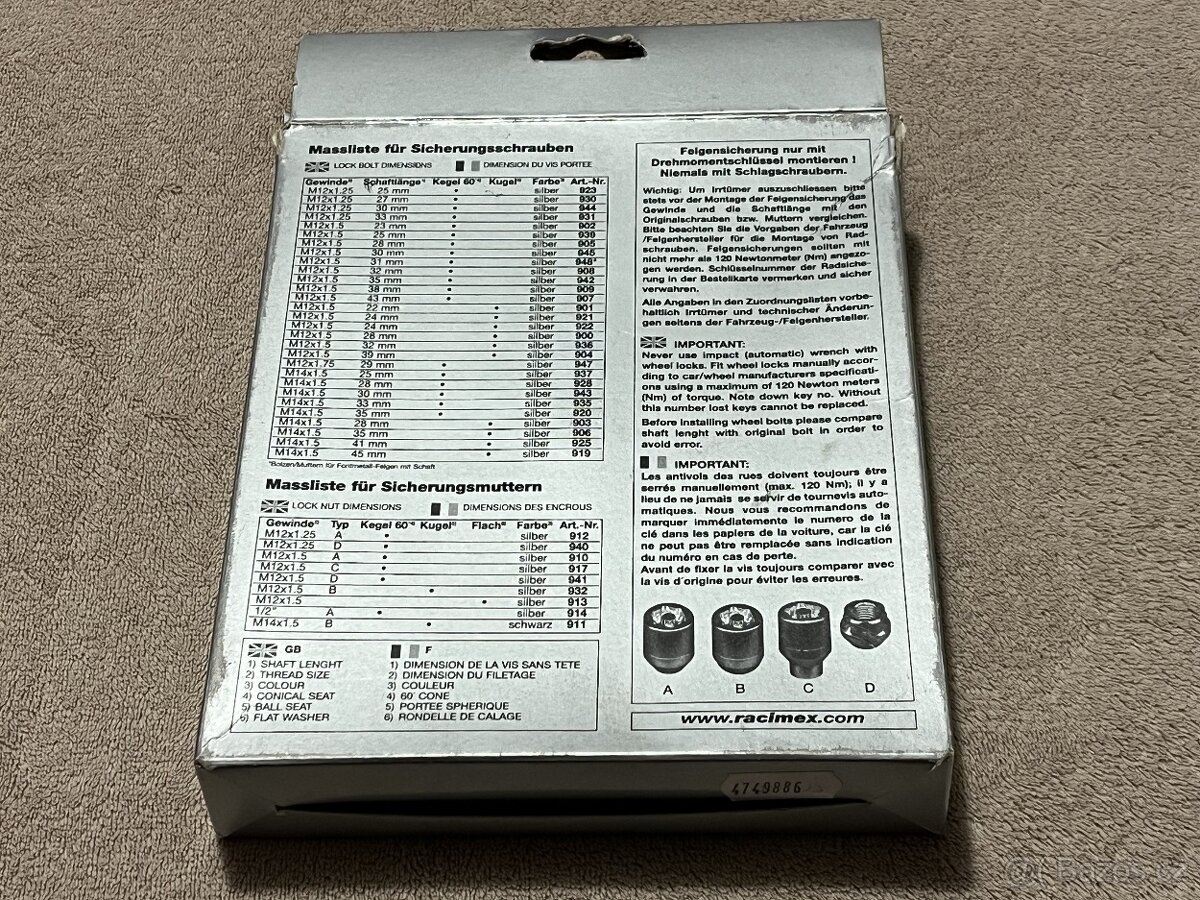 Bezpečnostní šrouby M14x1,5 koule 28 mm SLEVA - 2