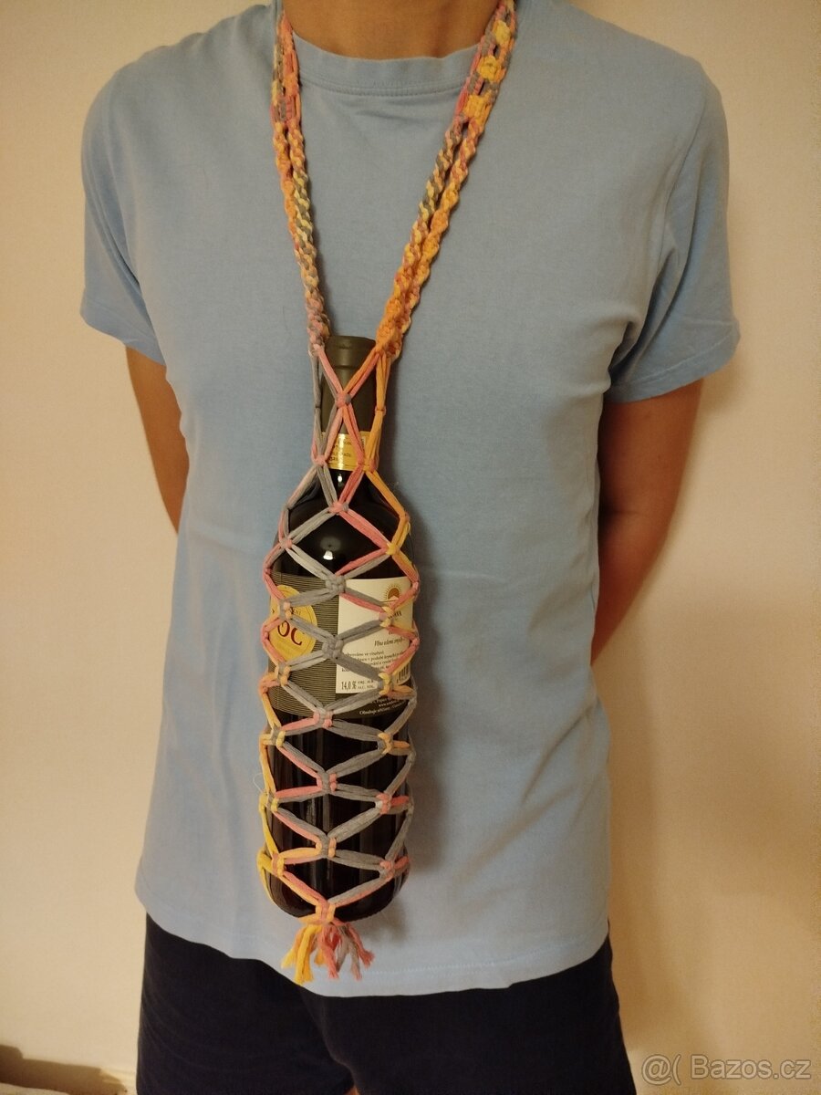 drhaná taška na lahev macramé vícebarevná - 2