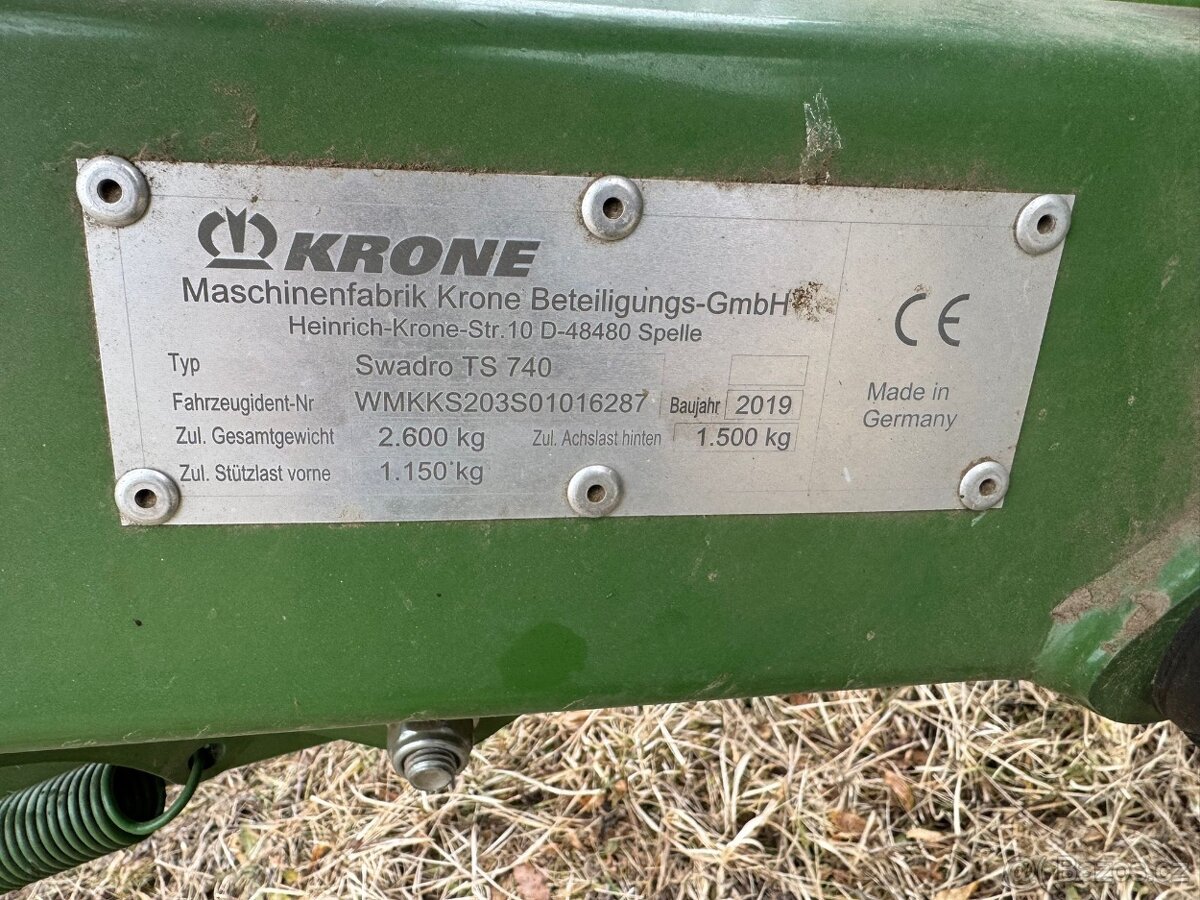 Shrnovač nahrabovač Krone Swadro TS 740 - 2