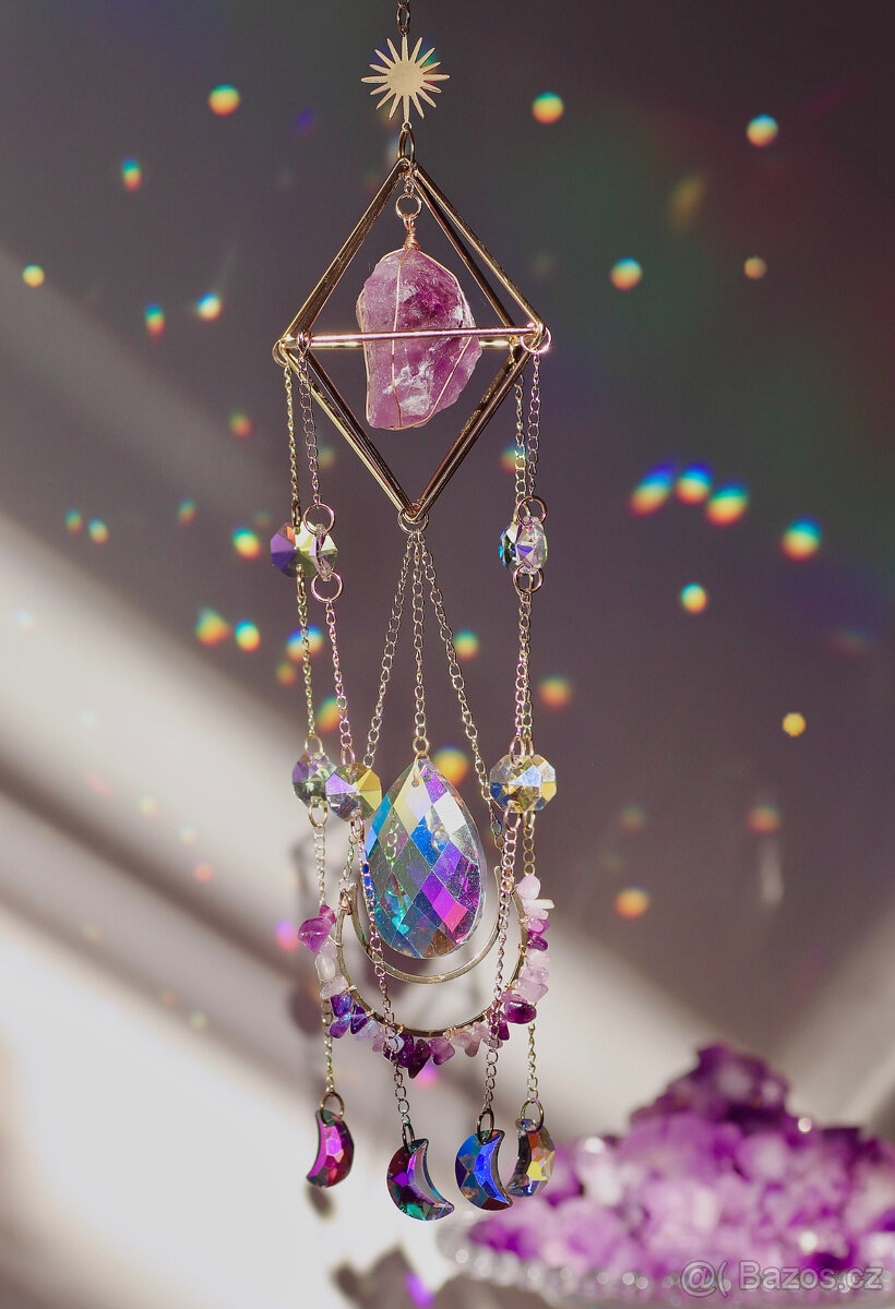 NOVÝ Lapač slunce s velkým surovým minerálem, 47cm - 2