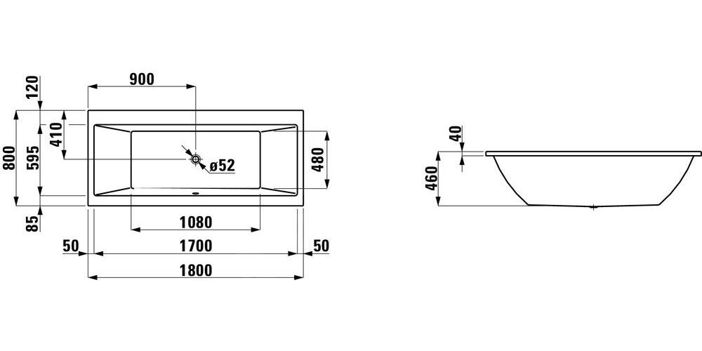 vana LAUFEN Pro - 1800 x 800 mm - 2