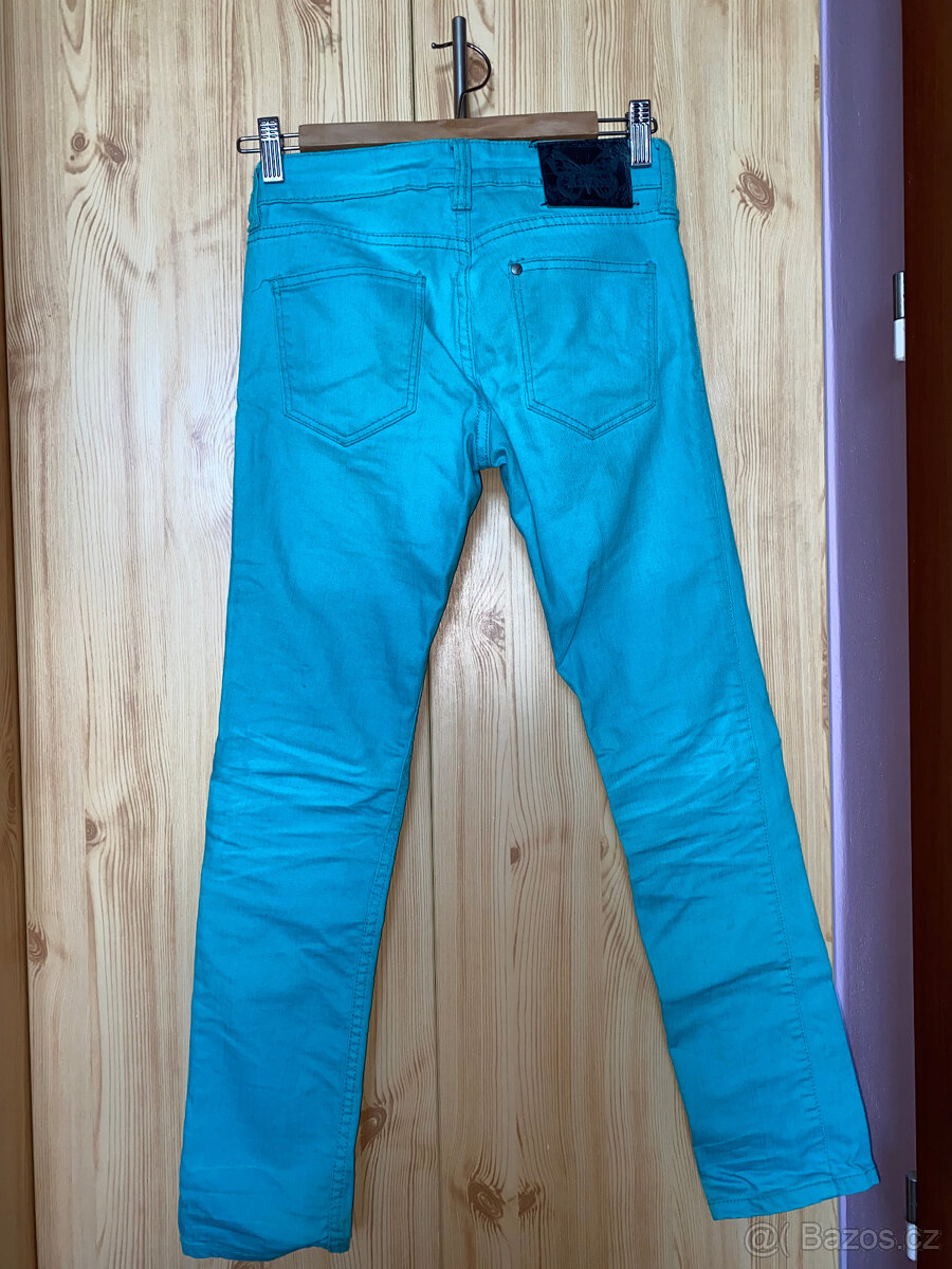 Tyrkysové džíny H&M - 2