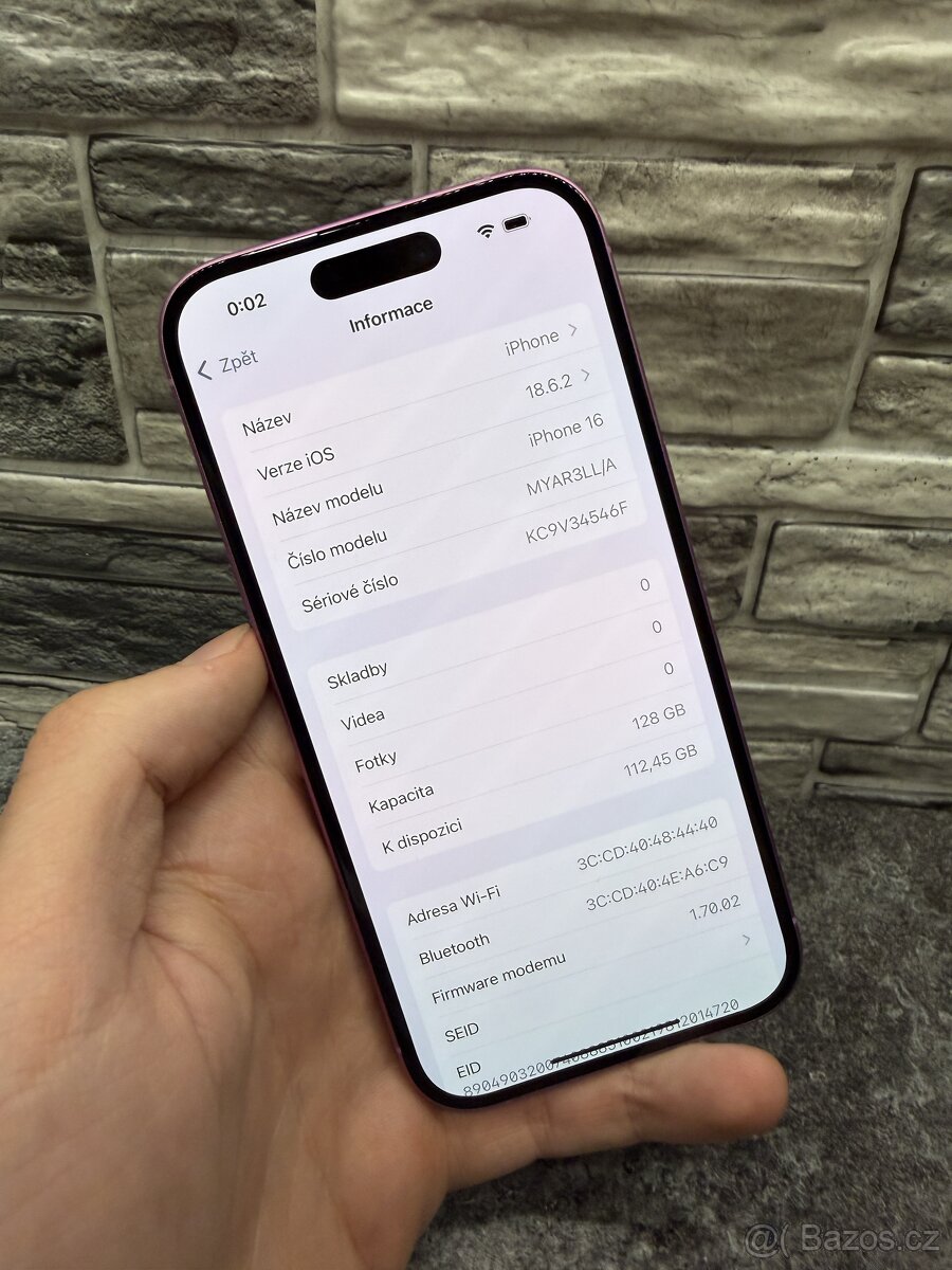 iPhone 16 128GB Pink, baterie 100%, e-sim - 2