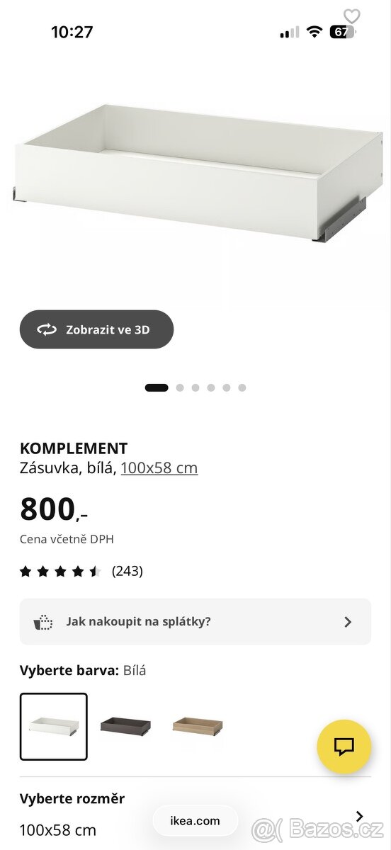 komplement zásuvka 100cm do skříně pax - 2