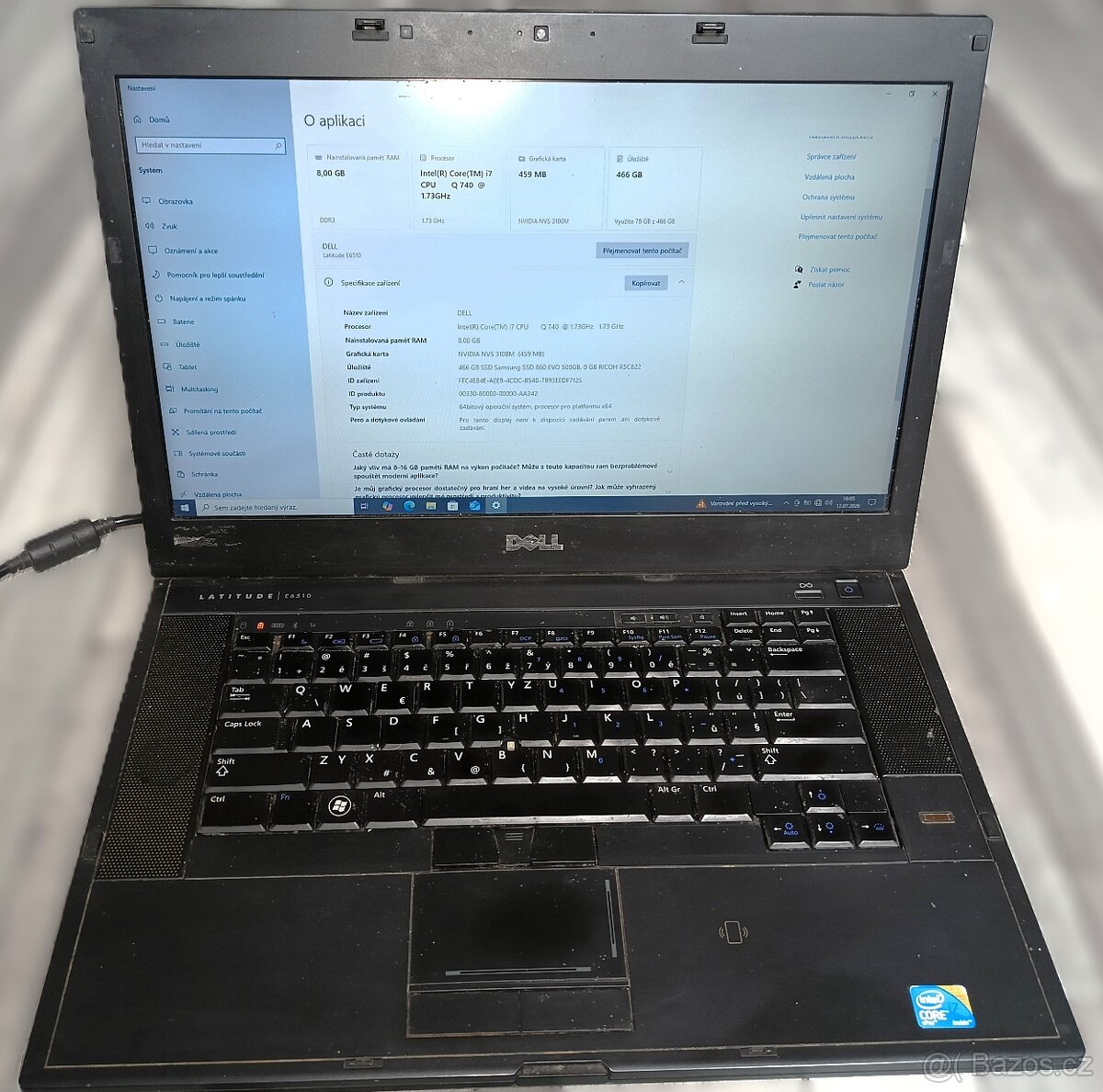 Notebook Dell Latitude E6510 plně funkční, Core i7 - 2