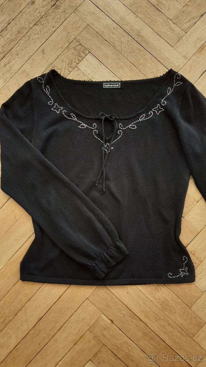 Černý svetřík vel. S, úplet - 2