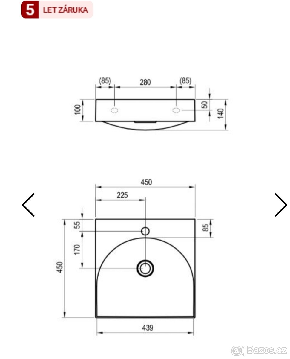 UMYVADLO RAVAK LITE 45x45cm - 2