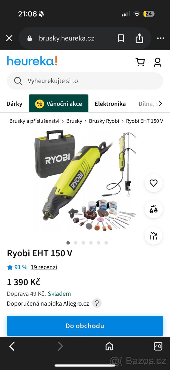 Přímá ruční bruska (mikromotor) Ryobi EHT 150 V - 2