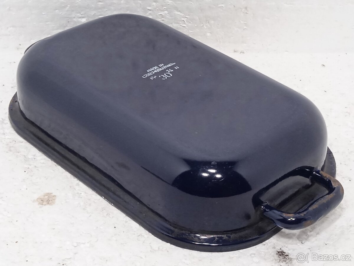 Starý modrý smaltovaný pekáč ČSSR - 2